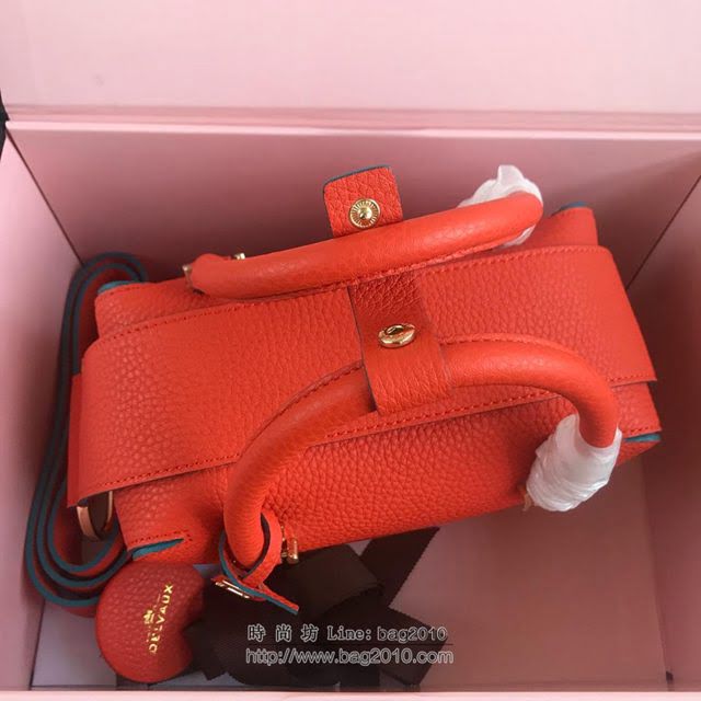DELVAUX女包 Delvau單肩斜挎包 半手工Cool box 小號 德爾沃女手提包 手拎包 橙色  fcs1189